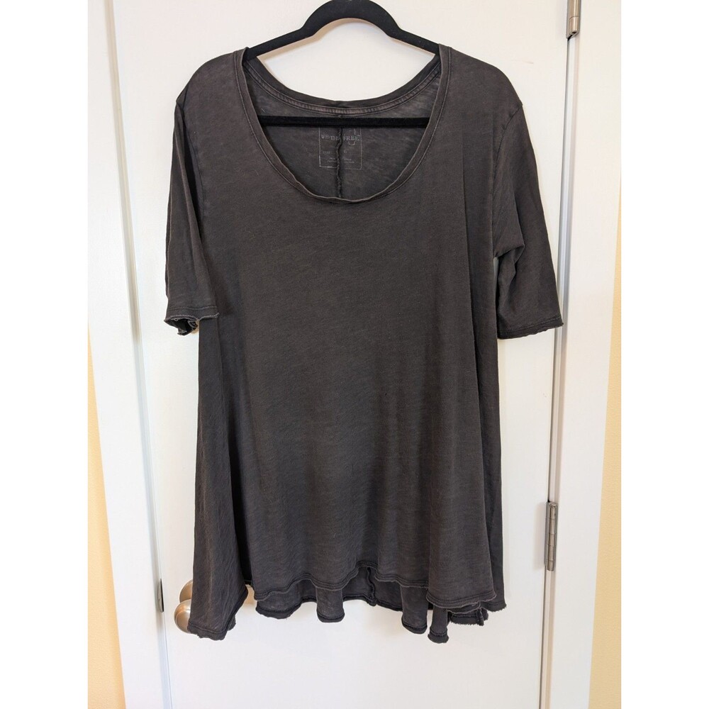 We The Free People Melrose Swing Tee Shirt L Gray Tunic Trapeze Relaxed Boho